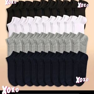 Women Assorted Ankle Socks - Black, White, Gray, and Navy